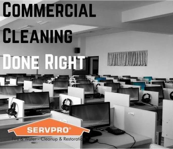 Commerical cleaning done right with a SERVPRO logo.
