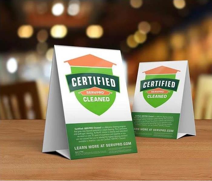 Certified: SERVPRO Cleaned logo.